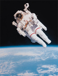 A spaceman floating through space representing how low interest rates may have taken away the gravity from investing.