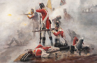 Painting of fog of war on a 19th Century battlefield.