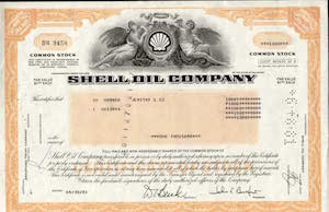 A Shell share certificate dating from 1981, but looking ancient.