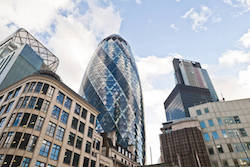 Photo of various office buildings in London.