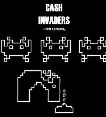 Space Invaders attacking image as a metaphor for the depreciation of expensive items.