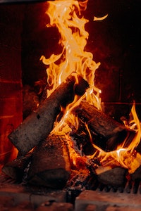 Our FIRE-side chat logo: a photo of a crackling fire