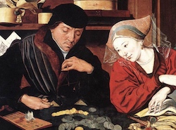 An oil painting of a couple counting money, and who knows maybe doing some pension and inheritance tax planning?