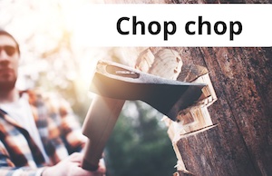 Image of a man chopping wood with an axe as a metaphor for cutting investment costs