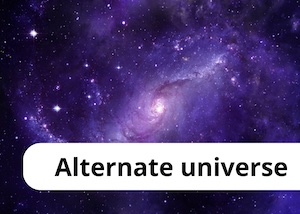 Logo of a galaxy with the writing ‘alternate universe’ as a pun on these alternatives to index-linked gilts