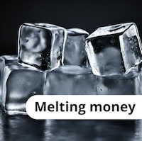 Ice cubes to represent the real terms value of money melting away