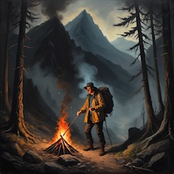 An image of a person warming himself with a fire to represent a FIRE pioneer