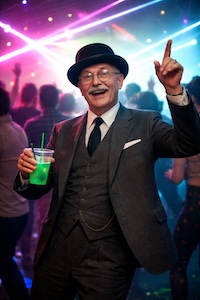 A banker partying to represent an index-linked government bond (linker) going wild