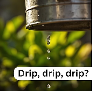 An image of a leaking bucket a metaphor for potential losses from buying pre or ex-dividend